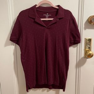 Maroon with polka dot polo shirt